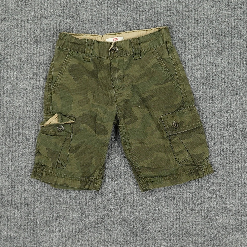 Levis Shorts Boys 5 Regular Green Camouflage Cargo Elastic Waist Pockets Kids